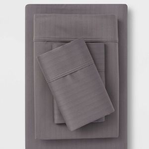 THRESHOLD NEW 500tc tri-ease print pattern sheet set -gray herringbone -twin